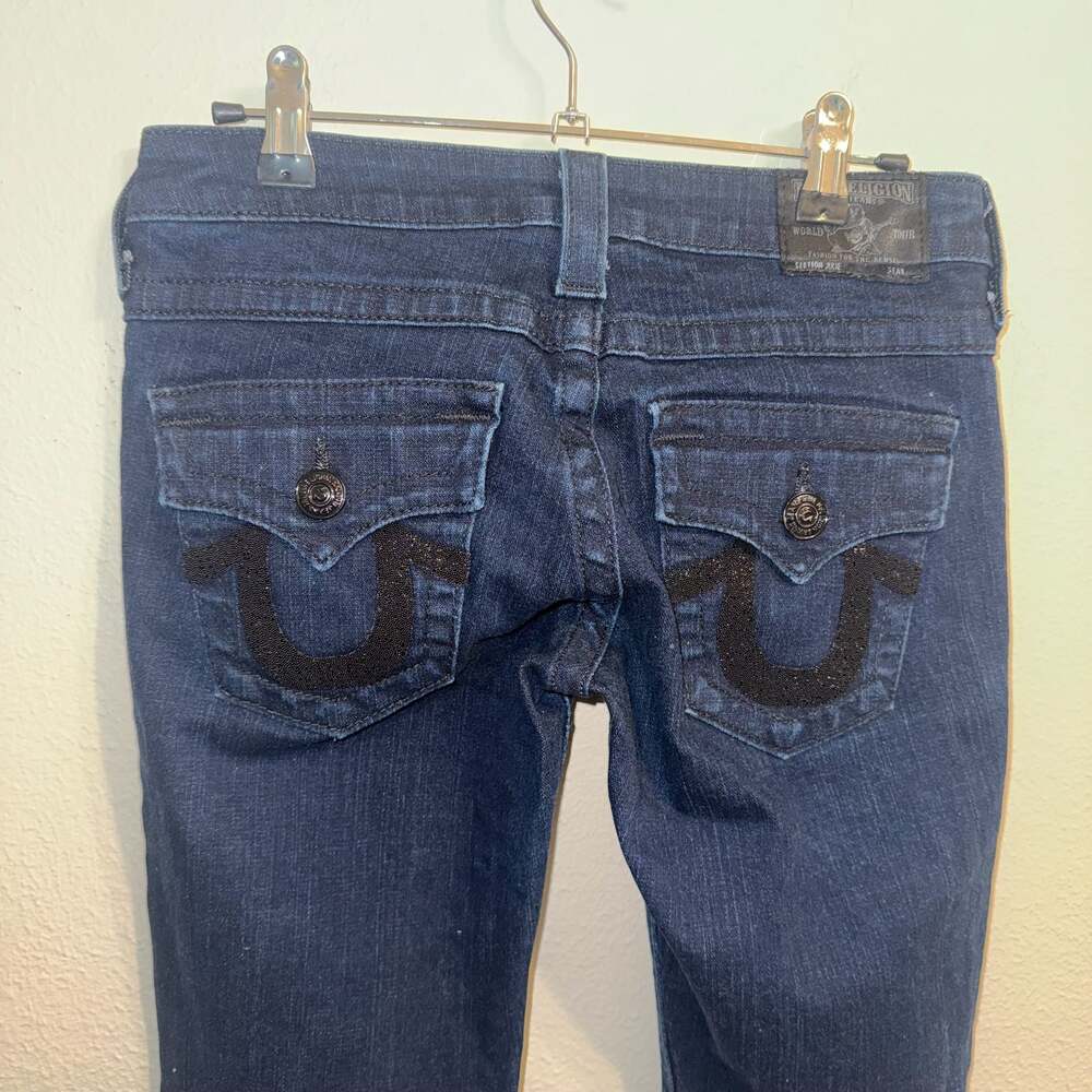 True Religion Low Rise Bootcut Jeans with Sequined  Logo Size 27
